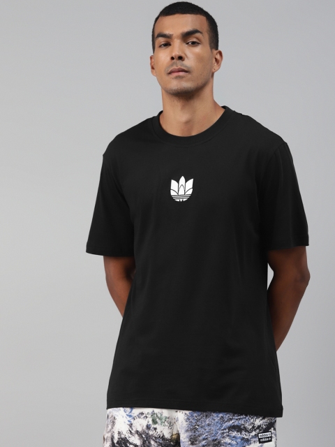 

ADIDAS Originals Men Black 3D Trefoil Pure Cotton Round Neck T-Shirt