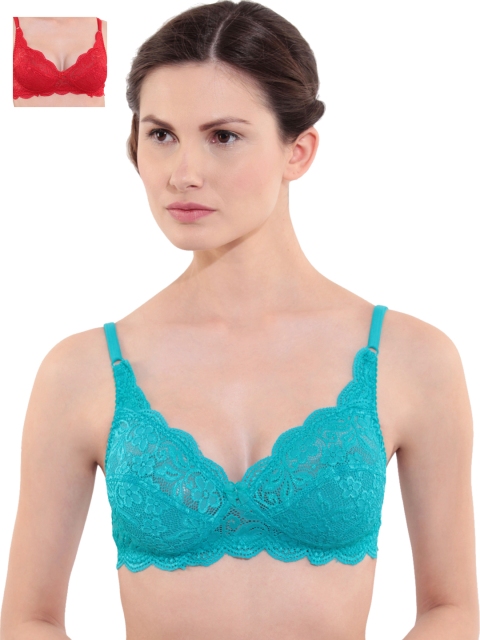 

Floret Pack of 2 Lace Full-Coverage T-shirt Bras, Red