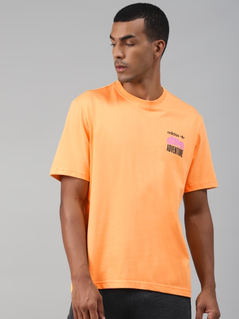 

ADIDAS Originals Men Peach-Coloured Adventure MNT Back Print Pure Cotton T-Shirt