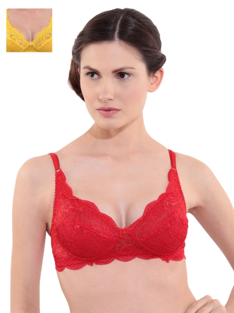 

Floret Pack of 2 Full-Coverage Lace T-shirt Bras, Yellow