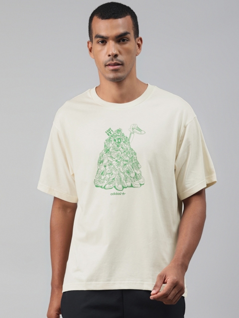 

ADIDAS Originals Men Off-White & Green Organic Cotton Stan Smith Printed T-shirt