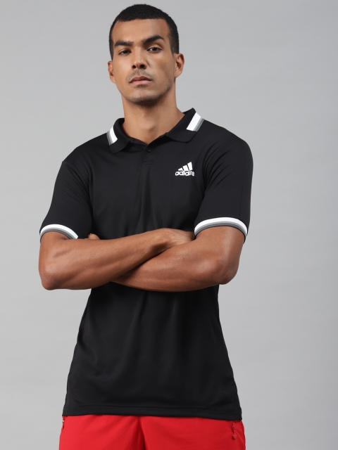 

ADIDAS Men Black Heat RDY Tennis Ribbed Polo T-shirt