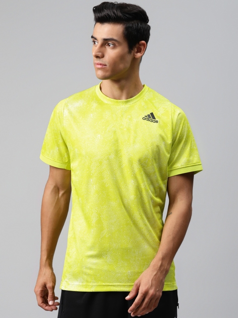 

ADIDAS Men Lime Green & White Tennis Freelift Abstract Print HR Primeblue T-shirt