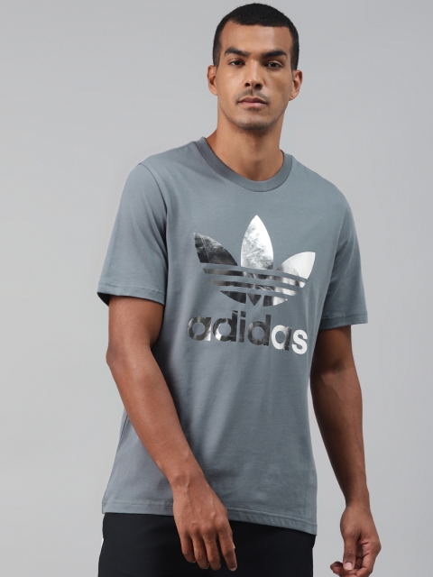

ADIDAS Originals Men Blue & Silver Trefoil Holographic Pure Cotton Printed T-Shirt