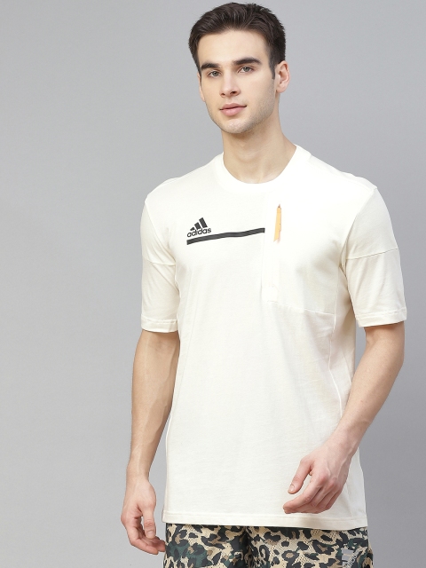 

ADIDAS Men Off-White Sports Inspired Z.N.E Solid Round Neck Sustainable T-shirt