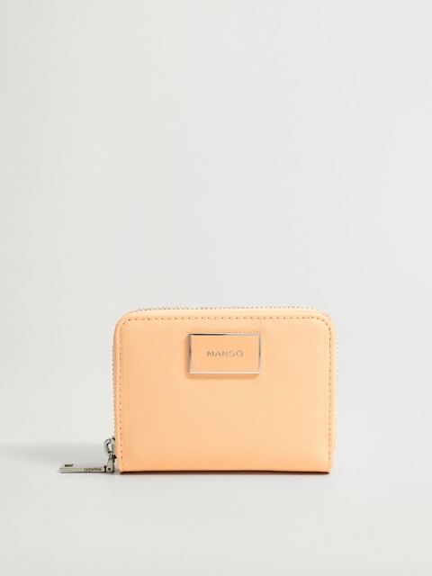 

MANGO Women Peach-Coloured Solid Zip Around Wallet