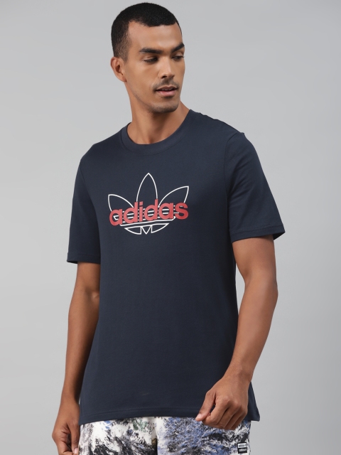 

ADIDAS Originals Men Navy Blue & Red SPRT Graphic Pure Cotton T-shirt