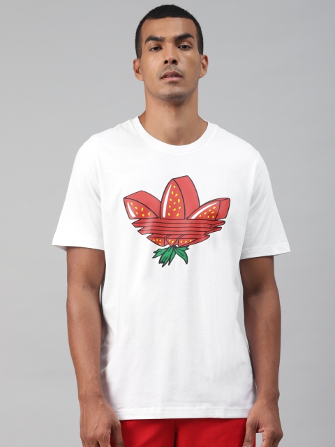 

ADIDAS Originals Men White & Red Brand Logo Print Pure Cotton Strawberry T-shirt