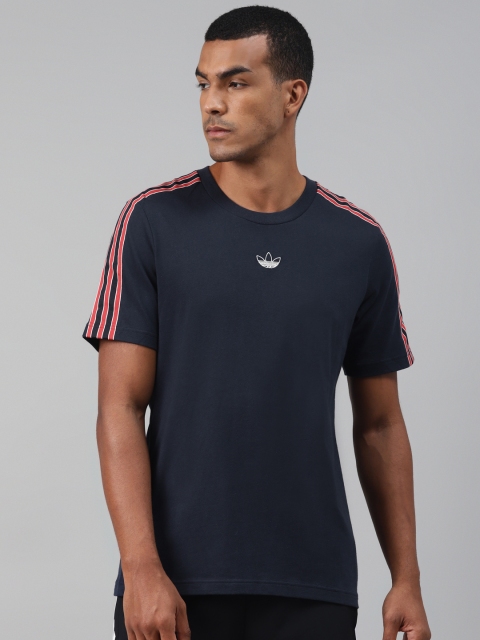 

ADIDAS Originals Men Navy Blue SPRT 3-Stripes Pure Cotton T-shirt
