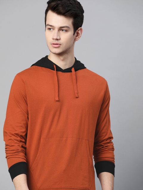 

Roadster Men Rust Brown Solid Pure Cotton T-shirt