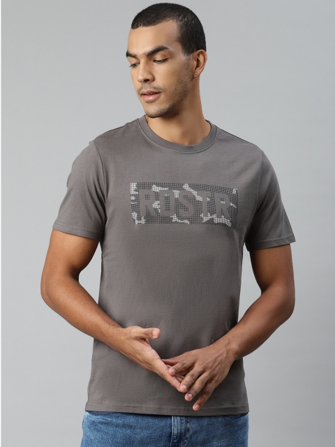 

Roadster Men Charcoal Grey Pure Cotton Printed Round Neck T-shirt