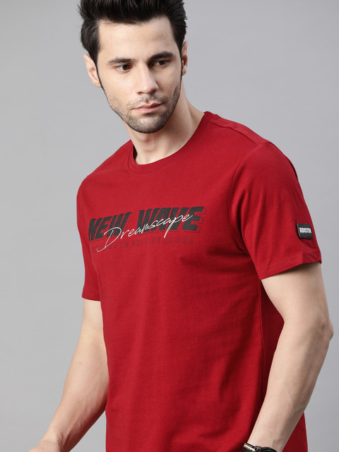 

Roadster Men Red Pure Cotton Typography Printed T-shirt