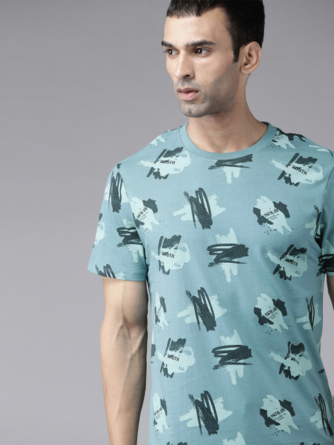 

Roadster Men Blue Pure Cotton Printed Pure Cotton T-shirt