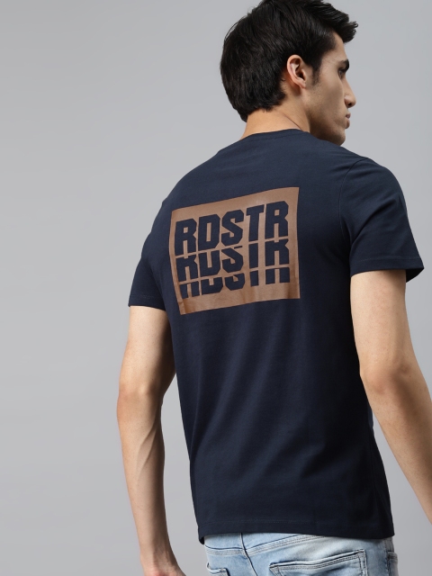 

Roadster Men Navy Blue & Brown Typography Printed T-shirt