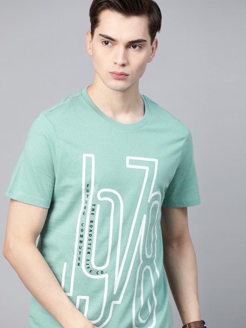 

Roadster Men Blue Pure Cotton Typography Print T-shirt
