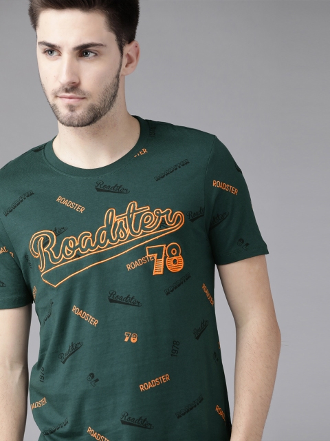

Roadster Men Green Pure Cotton Printed Pure Cotton T-shirt