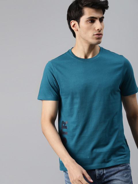 

Roadster Men Teal Blue Pure Cotton Brand Logo Printed T-shirt