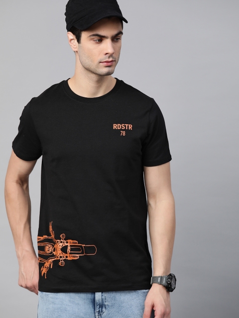 

Roadster Men Black Printed T-shirt