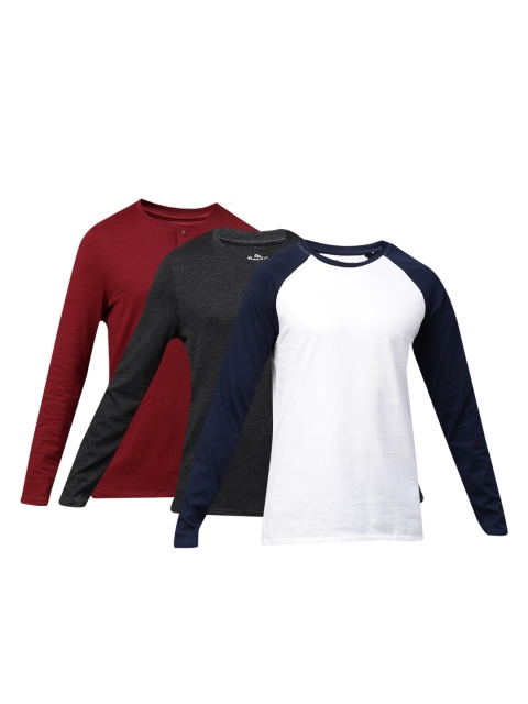 

Roadster Men Pack of 3 Pure Cotton Solid Pure Cotton T-shirts, Charcoal