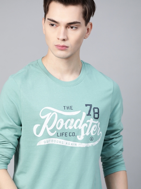

Roadster Men Blue Pure Cotton Brand Logo Print Pure Cotton T-shirt