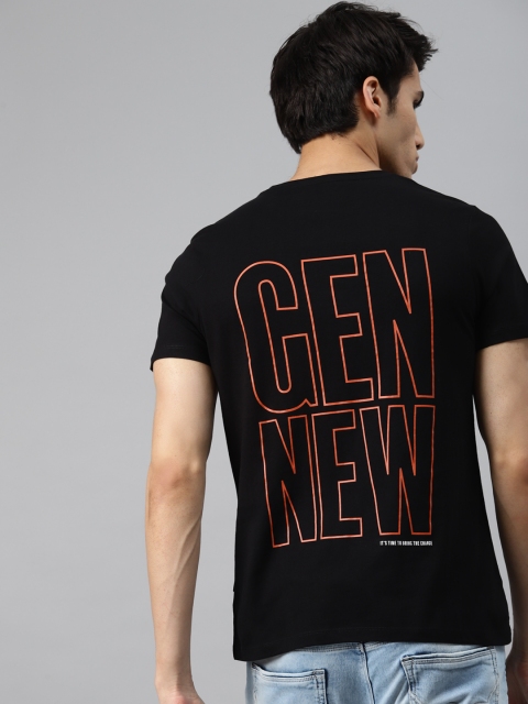 

Roadster Men Black Brown Typography Pure Cotton Printed Pure Cotton T-shirt