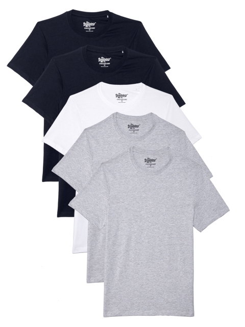 

Roadster Men Pack of 5 Solid Pure Cotton T-shirts, Navy blue