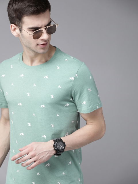 

Roadster Men Blue Pure Cotton Printed T-shirt