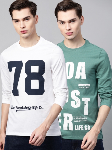 

Roadster Men White & Green Varsity 2 Printed T-shirts