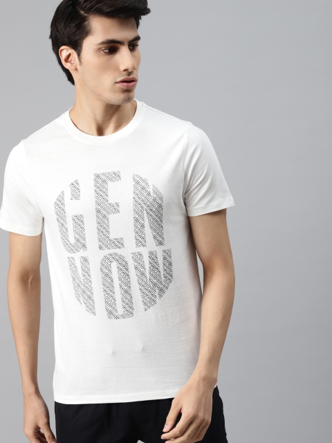 

Roadster Men White Grey Typography Printed Pure Cotton T-shirt