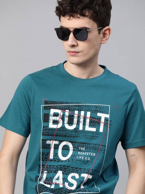 

Roadster Men Blue Typography Printed Pure Cotton T-shirt