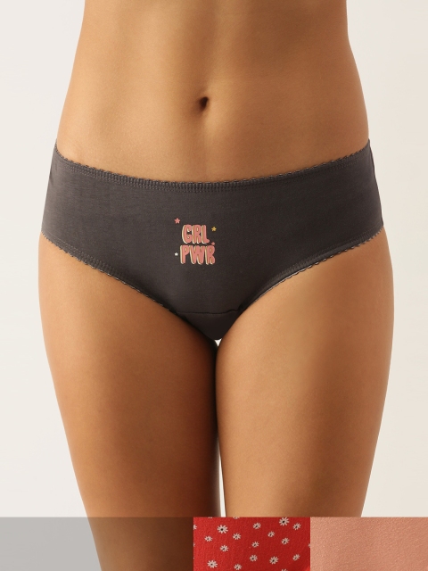 

DressBerry Women Pack of 3 Printed Briefs DB-COO-HIP-PRINT-009, Coral