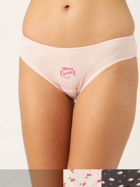 

DressBerry Women Pack of 3 Printed Cotton Hipster Briefs DB-COO-HIP-PRINT-014, Pink