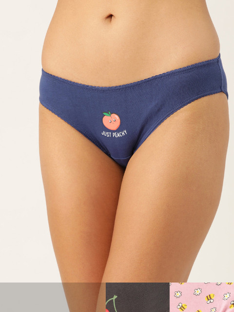 

DressBerry Women Pack of 3 Printed Cotton Bikini Briefs DB-COO-BIK-PRINT-006, Blue