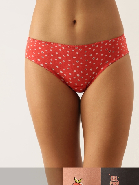 

DressBerry Women Pack of 3 Printed Briefs DB-COO-BIK-PRINT-009, Coral