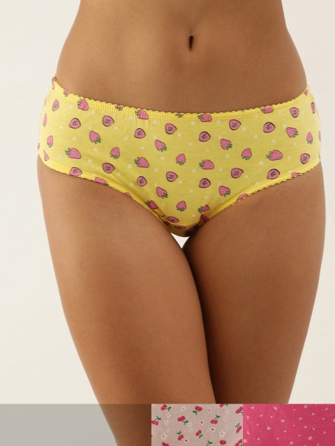 

DressBerry Women Pack of 3 Printed Briefs DB-COO-BIK-PRINT-010, Yellow