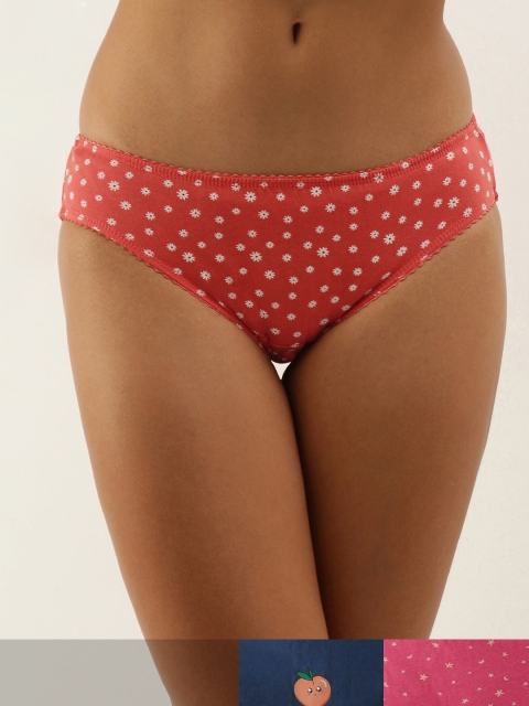 

DressBerry Women Pack of 3 Printed Briefs DB-COO-BIK-PRINT-001, Red
