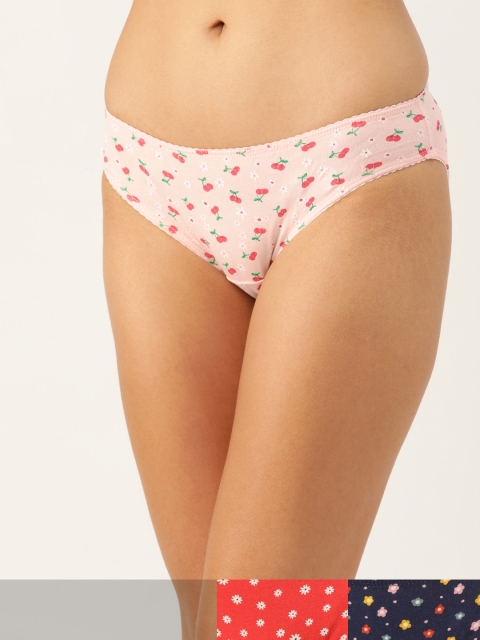 

DressBerry Women Pack of 3 Printed Bikini Briefs DB-COO-BIK-PRINT-002, Pink