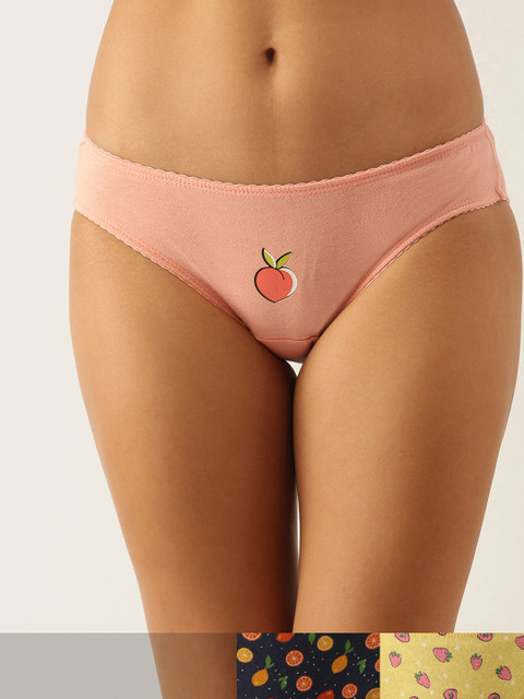 

DressBerry Women Pack of 3 Printed Briefs DB-COO-BIK-PRINT-019, Peach