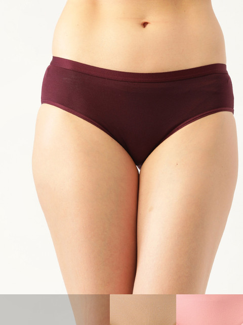 

DressBerry Women Pack of 3 Solid Basic Briefs DB-BRF-3PP, Maroon