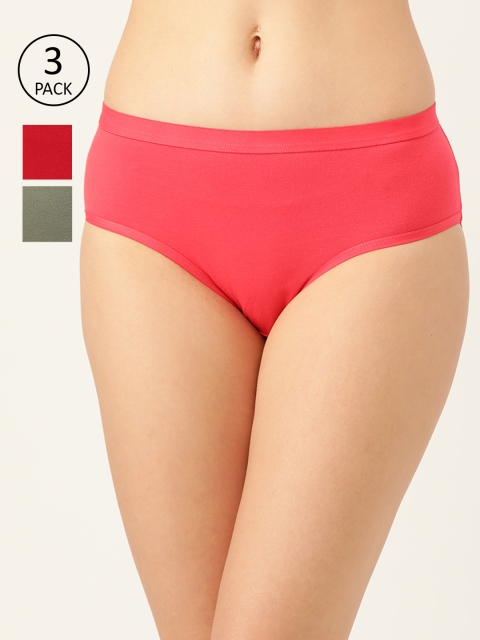 

DressBerry Women Pack of 3 Solid Hipster Briefs DB-BRF-3PP-NEWCOTTON-024, Maroon