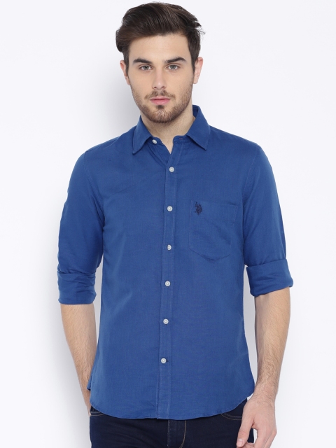 

U.S. Polo Assn. Blue Tailored Linen Casual Shirt