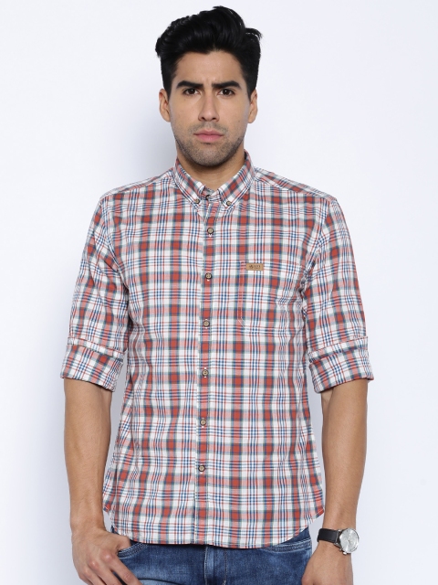 

U.S. Polo Assn. Denim Co. Orange & White Checked Casual Shirt