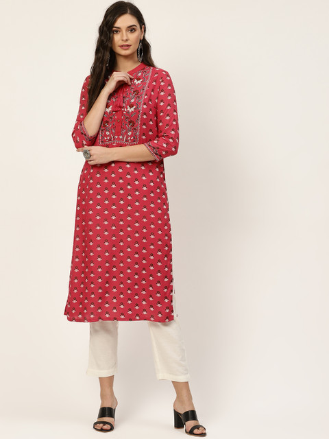 

Moda Rapido Women Red & White Floral Printed Kurta