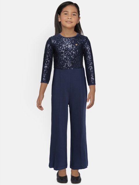 

Allen Solly Junior Girls Navy Blue Sequined Embellished Jumpsuit