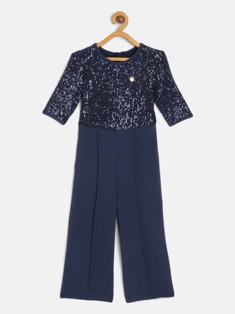 

Allen Solly Junior Girls Navy Blue Sequined Embellished Jumpsuit