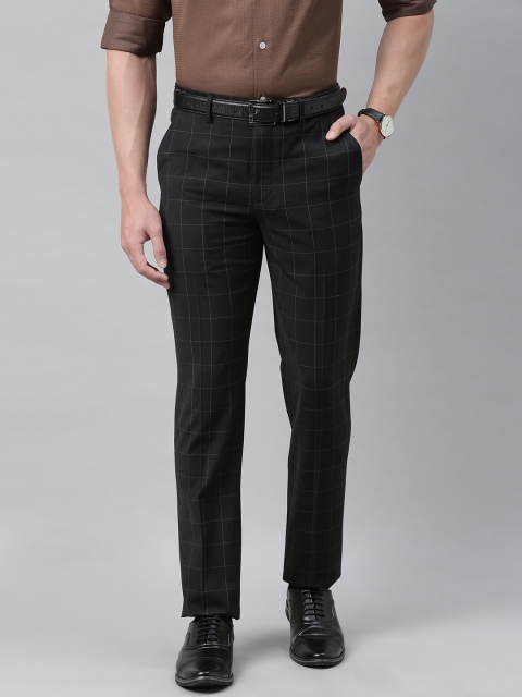 

Louis Philippe Permapress Men Black Slim Fit Checked Formal Trousers