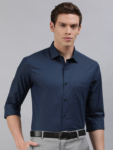 

Louis Philippe Men Navy Blue Slim Fit Self Design Formal Shirt