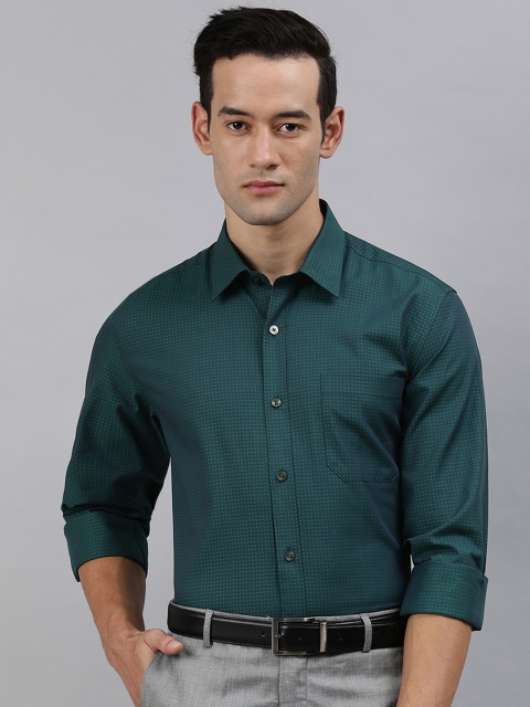 

Louis Philippe Men Teal Green Slim Fit Self Design Formal Shirt