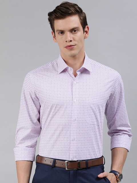 

Louis Philippe Men White & Purple Slim Fit Checked Formal Shirt