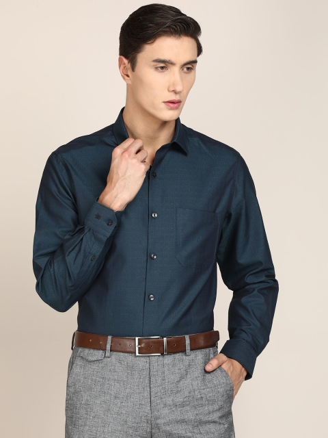 

Louis Philippe Men Teal Blue Slim Fit Checked Formal Shirt